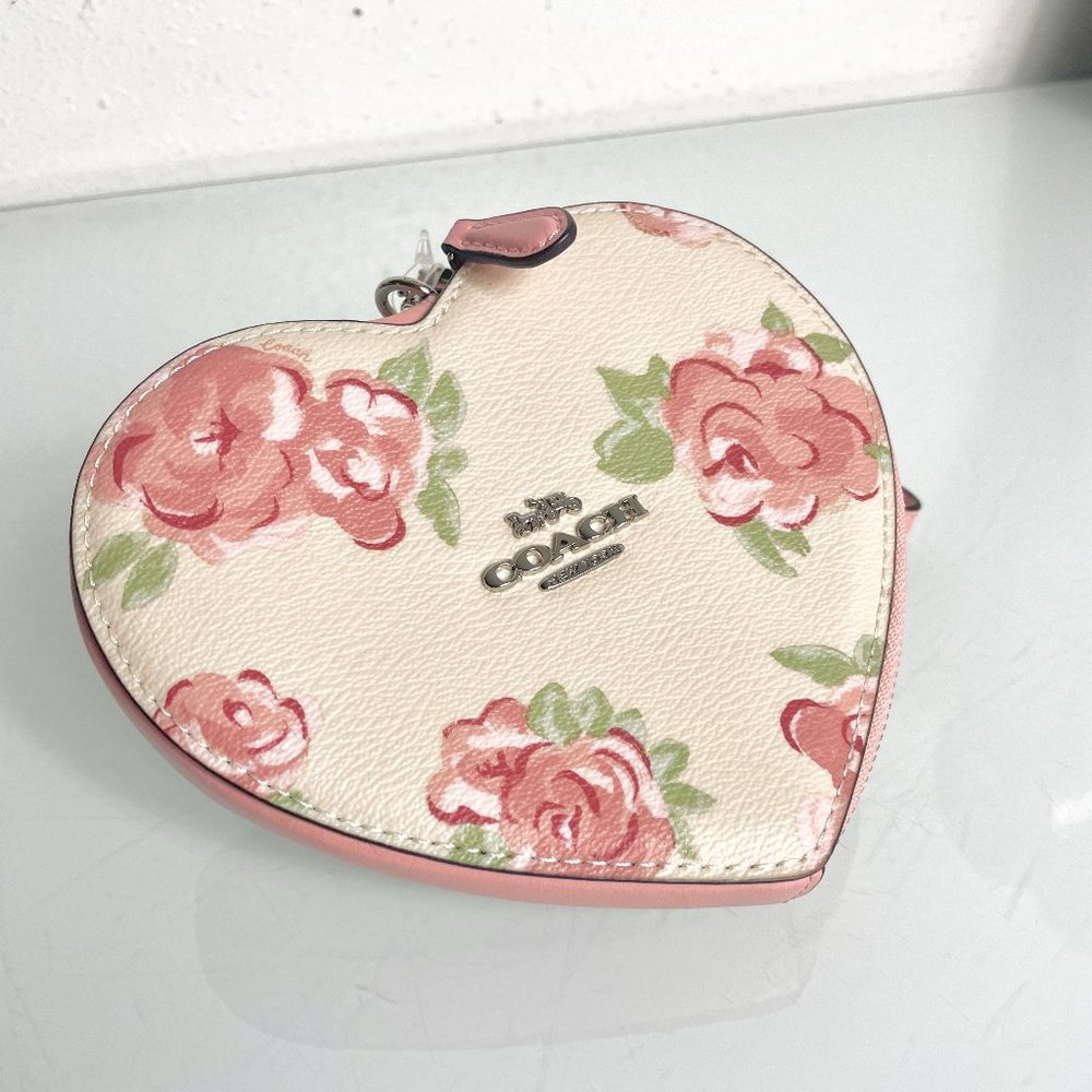Coach Heart Shaped Floral Wristlet